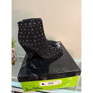 SAM EDELMAN ROYA BLACK SUEDE STUDDED CONE HEEL ANKLE BOOTS SIZE 8